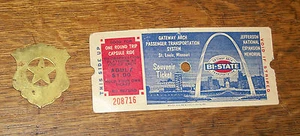 VTG ST. LOUIS SOUVENIR TICKET GATEWAY ARCH PASSENGER TRANSPORTATION SYSTEM BADGE - Picture 1 of 2