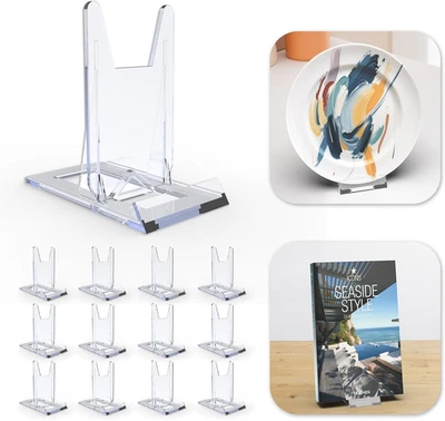 Soportes de acrílico para libros para exhibición, paquete de 12 soportes de exhibición de libros ajustables pequeños E... Foto 1 de 4