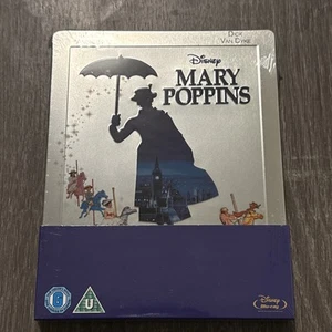DISNEY MARY POPPINS BLU-RAY STEELBOOK ZAVVI REGION FREE NEWSEALED Julie Andrews - Afbeelding 1 van 2