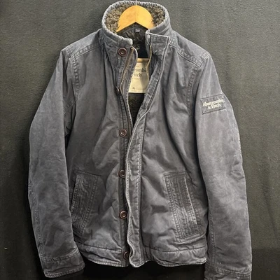 Chaqueta Para Hombre ABERCROMBIE & FITCH ADIRONDACK TRUCKER FORRADA SHERPA Cremallera AZUL MARINO XL Foto 1 de 4