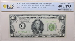 1934 $100, Federal Reserve Note, 'Philadelphia', PCGS XF-40, PPQ, Store #FRB119. - Picture 1 of 2