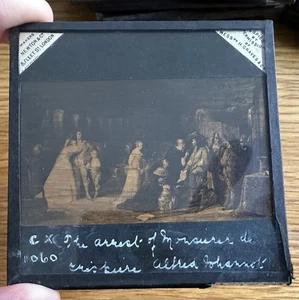 VINTAGE ANTIQUE MAGIC LANTERN SLIDE : NEWTON @ CO ARREST MONSEIGNEUR DE MISKURE - Picture 1 of 2