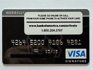 Merrill Lynch Credit Card With Activation Sticker▪️Bank of America▪️Unsigned - Picture 1 of 2