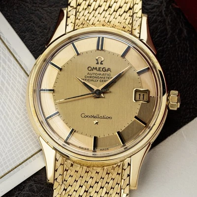 Omega Constellation 34mm Box & Papers 18k Yellow Gold Automatic Vintage Pie-Pan - Image 1 of 4