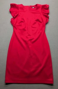 Tommy Hilfiger Damen rotes Kurzarm Etuikleid Rüschen Gr. 10 - Bild 1 von 4