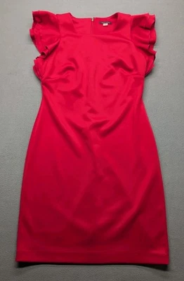 TOMMY HILFIGER Womens Red short Sleeve Shift Dress ruffle Sz 10 - Image 1 of 4