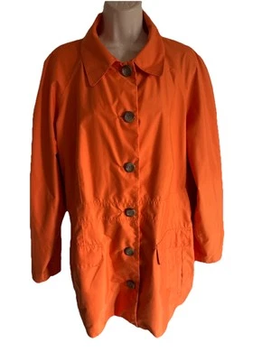LANDSEND Rain or Shine Spring Jacket Coat Orange 6 Button Collar flap pockets 1X - Изображение 1 из 4