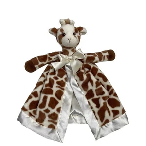 Bearington Baby Lovey Brown and White Giraffe Satin Lined Security Blankie 16 in - Picture 1 of 11