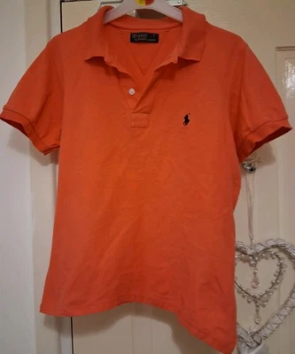 Ralph Lauren Size S Small 10 - 12 Orange Polo Logo T Shirt Collar Buttons - Image 1 of 3