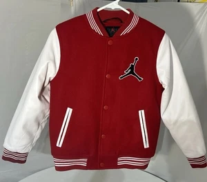Kids Large Embroidered Michael Jordan  Red And White Jacket - Picture 1 of 7
