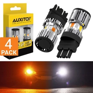 4X 3157 3156 LED DRL Switchback Turn Light Signal Bulbs 4157na 3457a White Amber - Picture 1 of 14