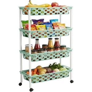 Carrito verdulero con 4 Niveles Tipo Slim y Ruedas Carro de plástico de Almacen - Imagen 1 de 5