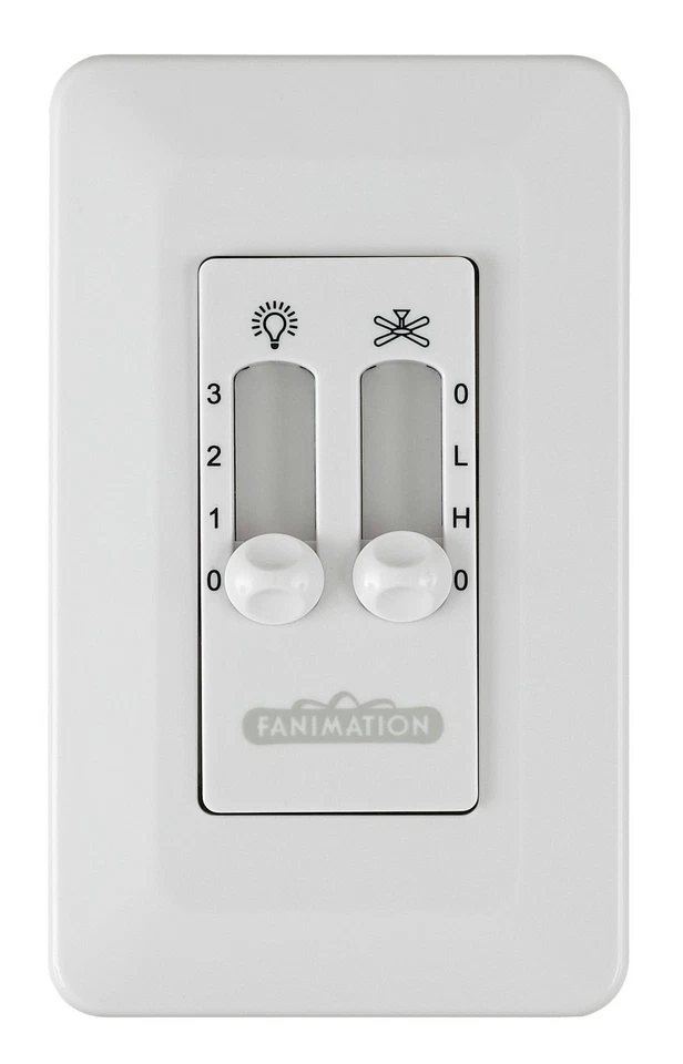 Fanimation CW6 3 Speed Fan and Light Dual Slide Wall Control for - White - Image 1 of 1