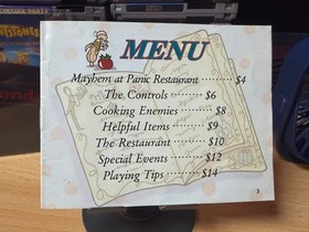 Panic Restaurant NES Nintendo Manual Authentic Missing Cover Page NTSC.
