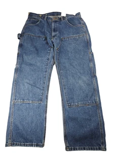 Key Jeans Mens 38x29 Blue Denim Double Knee Workwear Carpenter Utility Pants - Picture 1 of 12