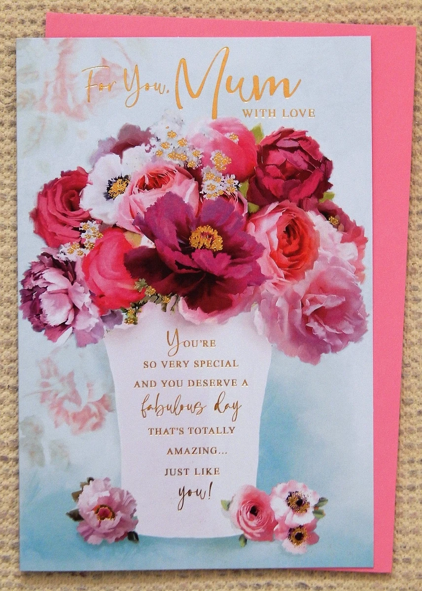 Happy Mother's Day Greeting Card With Envelope & Heart Sticker - Floral Design For Mom & Grandma