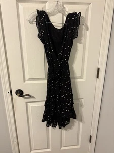 All Saints Women’s Ruffle Wrap Dress Heart Print L - Picture 1 of 4