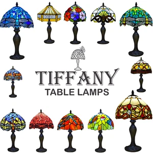 Tiffany-Style Table Lamp Handcrafted Art Bedside Light Desk Lamps Stained Glass - Picture 1 of 16