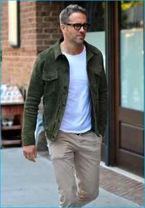 Men's Western Olive Green Suede Leather Jacket Cowboy Trucker Moto Biker Jacket - Picture 1 of 8