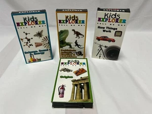 SET /4 KIDS EXPLORER VHS TAPES HOME SCHOOL SCIENCE SOUND ENERGY DINOSAURS WHY? - Picture 1 of 12