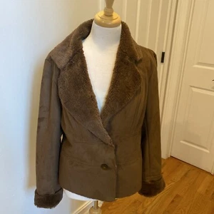Faux Suede Jacket Soft Light Weight 14/16 Faux Fur Inside Warm Coat - Picture 1 of 7