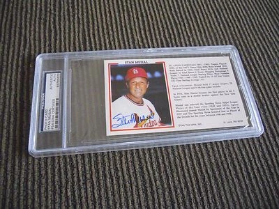 Stan Musial Cardinal Baseball Signed Photo Card PSA Certified & Slabbed - Image 1 of 4