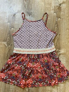 Altar'd State Top Sleeveless high neck Tank red Floral Peplum sequin Size Small - Picture 1 of 5