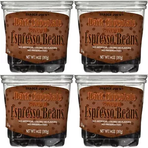 4 Packs Trader Joe's Dark Chocolate Covered Espresso Beans 14 oz Each Pack - Picture 1 of 1
