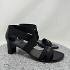 Stuart Weitzman Sandals Womens 8.5 M Black Patent Leather Criss Cross Strap Shoe