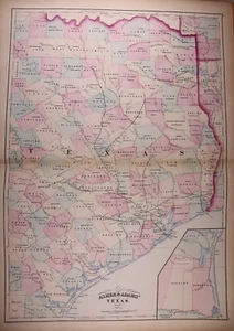 Dated 1872 Map of TEXAS by Asher & Adams (17x25)-#15 - Picture 1 of 2
