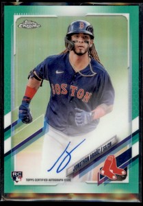 Jonathan Arauz 2021 Topps Chrome Green Refractor RC Auto /99 #RA-JAR Boston Red