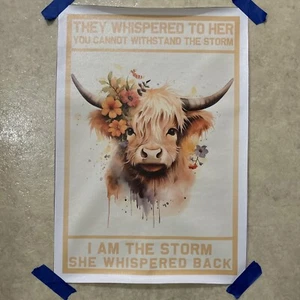 Cow - I Am The Storm Quote ✅Positive Inspirational Poster Canvas Wall Art 12x18” - Picture 1 of 4