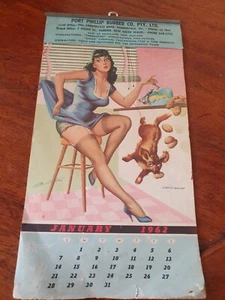 Rare Vintage Calendar Pin Up Risque Retro Mancave Bob Booth Garagenalia Glamour - Picture 1 of 13
