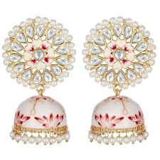 White mirror ethnic and western round rajasthani Jhumka Earrings Gift For Her
