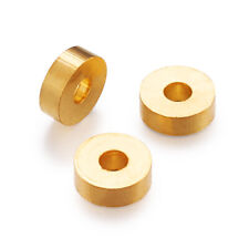 50pcs Gold Tone Brass Metal Beads Donut Smooth Loose Spacers Tiny Beading 6x2mm