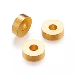 50pcs Gold Tone Brass Metal Beads Donut Smooth Loose Spacers Tiny Beading 6x2mm - Picture 1 of 9