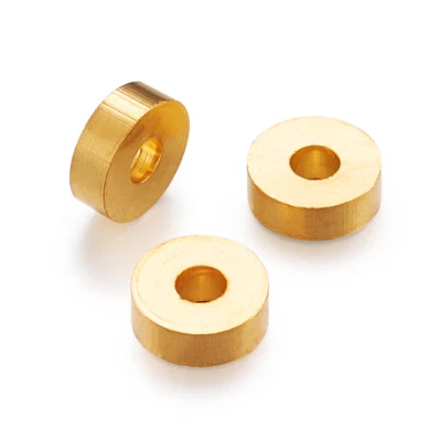 50pcs Gold Tone Brass Metal Beads Donut Smooth Loose Spacers Tiny Beading 6x2mm - Image 1 of 4