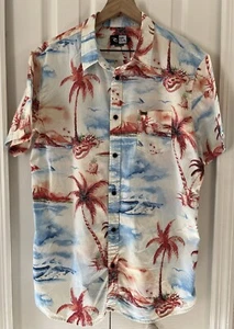 Rip Curl Vintage Mens Hawaiian Floral Cotton Reverse Print Short Sleeve Size L - Picture 1 of 10