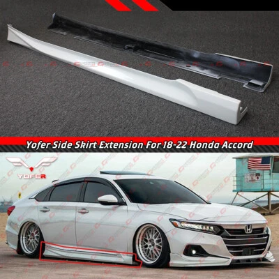 For 2018-22 Honda Accord Yofer Platinum White Pearl Add-on Side Skirt Extensions - Image 1 of 4