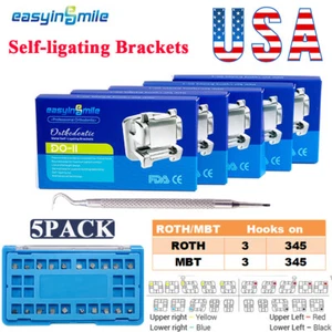 Dental Orthodontic Self-ligating Brackets Passive MINI Braces ROTH/MBT 022 5Pack - Picture 1 of 9
