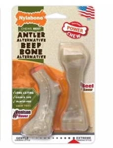 Nylabone Dura Kauen Wildgeweih Alternative & Rindfleischknochen - 2 kleine Hunde Kauspielzeug - Bild 1 von 2