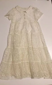 Girl's Off White Cream Tulle - Lace Like Sheer Dress by Malley Too, Size: 7 - Picture 1 of 4