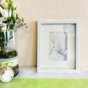 Marco de fotos MARCO 25x20 cm blanco plata corazones boda amor decoración sencilla - Imagen 1 de 6