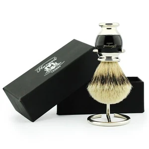 Cepillo de cabello tejón peluquero salón de afeitado para hombre soporte/soporte de acero libre - Imagen 1 de 7