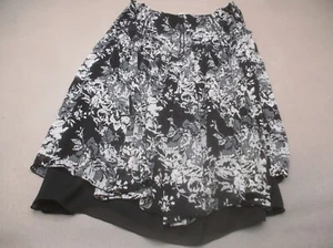 NINE WEST Size 16W Womens Gray 100% Silk Stretch Waist Overlayed Flare Skirt 095 - Picture 1 of 9