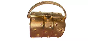 RODO Gold Hartschale Swarovski Kristallrot Blumen gravierte Handtasche - Italien - Bild 1 von 14