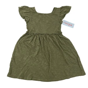 Cat & Jack Toddler Girls Size 4T Cap Sleeve Dress Olive Green - Picture 1 of 5