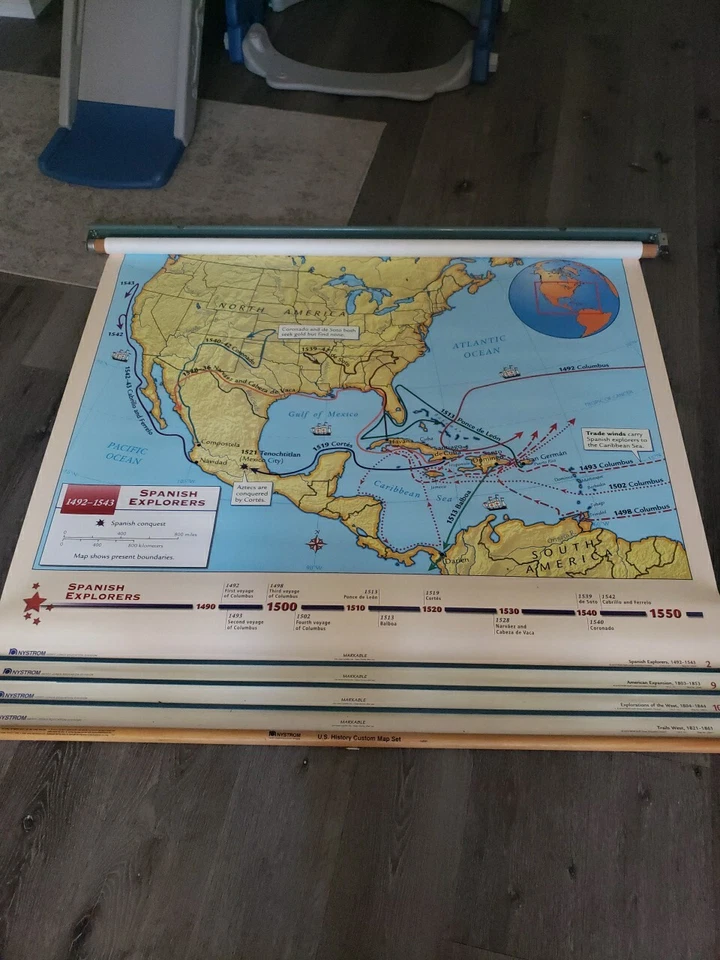 Nystrom U.S. History Map Set  2, 9, 10, 11 Pull Down - Image 1 of 4