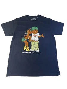 MENS 100% AUTHENTIC AKOO T-SHIRT SIZE LARGE & COLOR NAVY - Picture 1 of 4