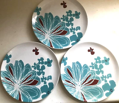 宜家 15199 BULLRA 3 餐盘蓝色和白色花卉 10.5 英寸状况完好 — 第 1/4 张图片